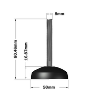 30-M8D50-1 MODULAR SOLUTIONS PLASTIC FOOT<br>50MM PAD, M8 STEM W/ JAM NUT